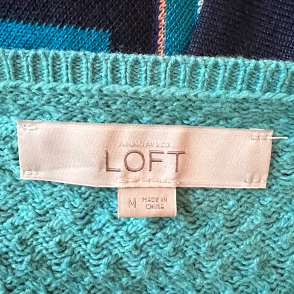 Loft by Ann Taylor sweater knit tunic in Turquoise with long sleeves - Picture 3 of 4